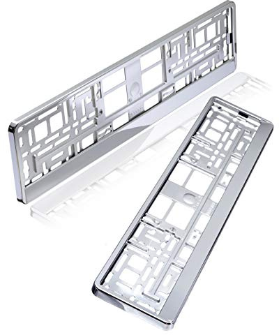 baytronic Kennzeichenhalter Hochglanz 2er Set (Silber-Chrom)