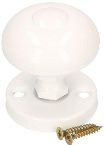 KOTARBAU® Bouton de porte en métal Ø 55 mm Poignée de porte ronde avec rosace fixe revêtue par pulvérisation (blanc)
