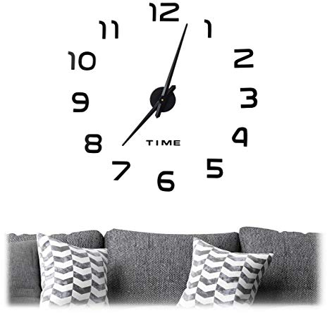 Relaxdays DIY Wanduhr, 3D-Zahlen, Uhr Wandtattoo zum Aufkleben, einfache Installation, Größe variabel, modern, schwarz, 1 Stück