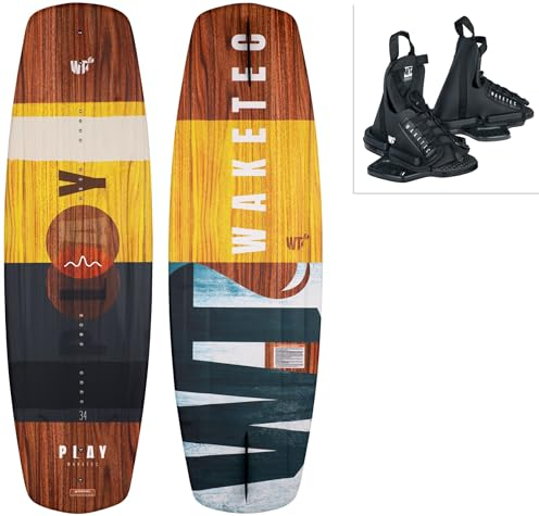 Waketec Wakeboard-Set Play mit Onset Bindung, Package für Anfänger und Fortgeschrittene, 134 cm 139 cm, leicht zu Fahren, Körpergewicht 40-85 kg, Kinder Erwachsene Einsteiger