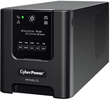 CyberPower PR750ELCDGR Line-Interactive USV Tower 750VA 675W, Sinuswellen Ausgang auch im Batteriebetrieb, AVR Doppel-Boost Einfach-Buck, LCD abnehmbar, 2X Schuko 2X IEC C13, USB HID, RS232, EPO