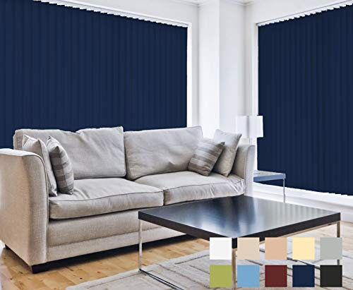 Lamellenvorhang Vertikaljalousie Schiebevorhang Schiebegardine | Anlagenbreite 100 - 250 cm, Anlagenhöhe 130 - 250 cm | Lamellen 127 mm | Stoff lichtdurchlässig, blickdicht | 250 x 235 cm, Marineblau