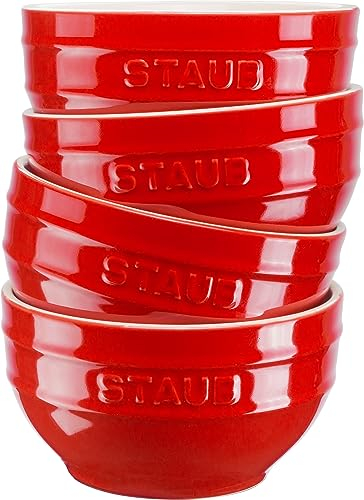 STAUB Ceramique - Cuencos de cereales (400 ml, 4 unidades, 12 cm), color rojo