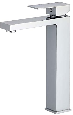 VALAZ Wasserhahn Bad Hoch Weiß | Einhebelmischer Waschbecken, Warm und Kaltwassermischer, Wassersparer | Einfache und Schnelle Installation | Brass, Stainless, Elegant, Quadratisch, Segura-Serie