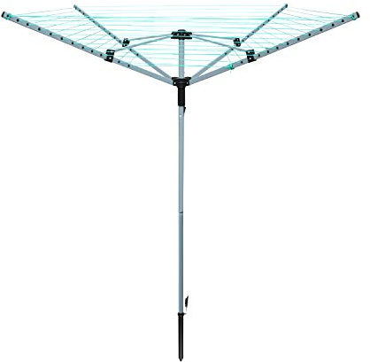 Laundry Mate Rotary Clothing Airer - Folding Washing Line - Outdoor Clothes Drying Rack - Washing Line & Ground Spike - 360 Degree Rotary Top (40m, 4 Arm)
