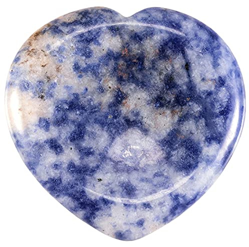mookaitedecor Lot de 2 pierres d'inquiétude cœur pouce, Pierre de poche en cristal de Reiki pour le soulagement du stress et de l'anxiété, Jaspe à Points Bleu