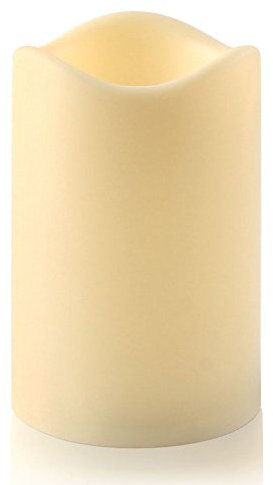 Velas de té LED con pilas para exteriores sin llama, 3 x 4.5 pulgadas, tamaño grande, con temporizador de 6 horas (5 unidades)