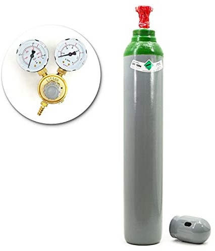 Bombola del gas per saldatura con riduttore di argon puro 4.8 (al 100%) da 10 litri, saldatura TIG/WIG e MIG