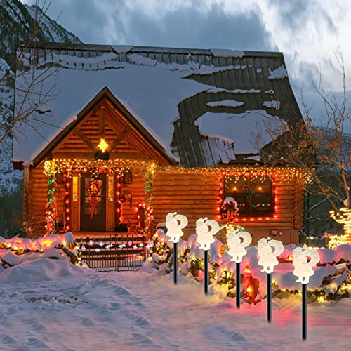 Weihnachten Solarleuchte für außen, 5er Set Solar Gartenleuchten LED Wegleuchte Gartenstecker Solarlampe Weihnachtsmann Rentier Lichterkette Wasserdicht IP55 Weihnachtsbeleuchtung außen Weihnachtsdeko