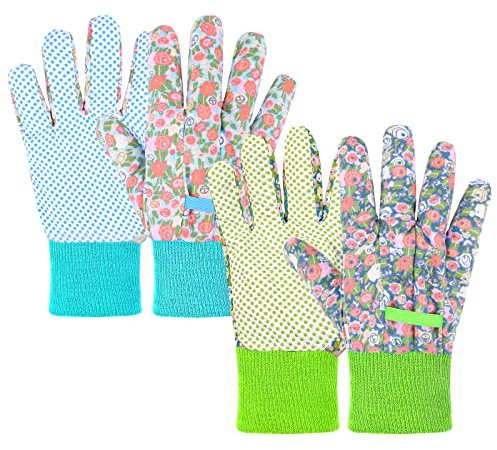 Ainiv 2 Pares Guantes Jardineria Hombre y Mujer | Antideslizantes Guantes Trabajo, Transpirables y Ligeros Gloves para Granja, Jardín, Poda y Exteriores (Talla Universal)