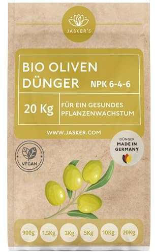 JASKER'S Olivenbaum-Dünger Langzeit 20 Kg - Spezialdünger 100% Schnelldünger mit Eisen - Mediterraner Pflanzendünger - Dünger mediterrane Pflanzen - Olivenbaumdünger - Olivendünger