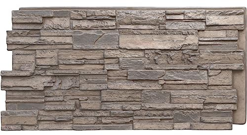 EverStone Cascade Faux Stone Panel, 48 5/8W x 24 3/4H x 1 1/4D, Boardwalk Bay Color
