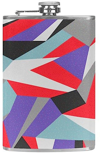 Flasque avec entonnoir Flacons personnalisés,Géométrie de style moderne,Petit flacon portatif en acier inoxydable pour l'alcool