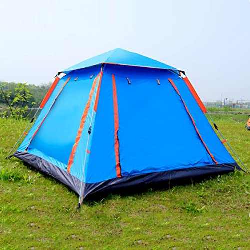 Tält för familjen 5-6 personers campingtält (240x240cm) Dubbellagerstält med verandaskydd, solskydd, pop up-tält med avancerad ventilation, utomhusbruk i trädgården (färg: grön) (blå) beautiful