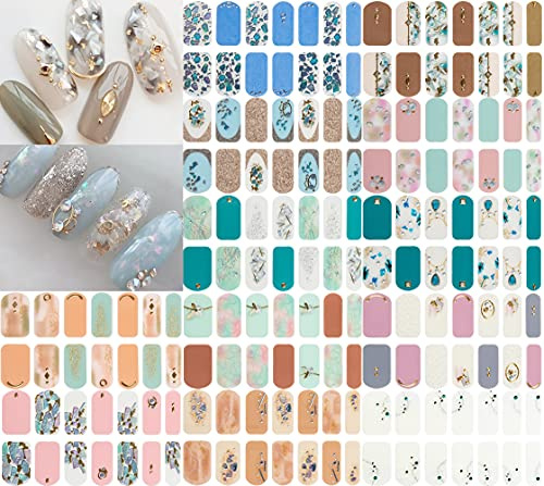 NAILDOKI Pegatinas Uñas Nail Art Stickers, Pegatinas de Esmalte de Uñas Autoadhesivas para Uñas Decoració DIY, Calcomanías Full Cover