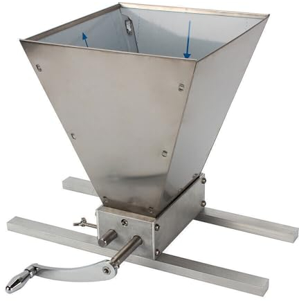 Macinino per cereali manuale, in alluminio, per grano regolabile, in faggio con imbuto grande, per macerie di cereali e birrificio domestico
