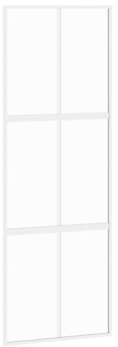 vidaXL Puerta Corredera, Puerta Corrediza, Panel de Privacidad, Puerta Decorativa para Granero Hogar, Vidrio Templado y Aluminio Blanca