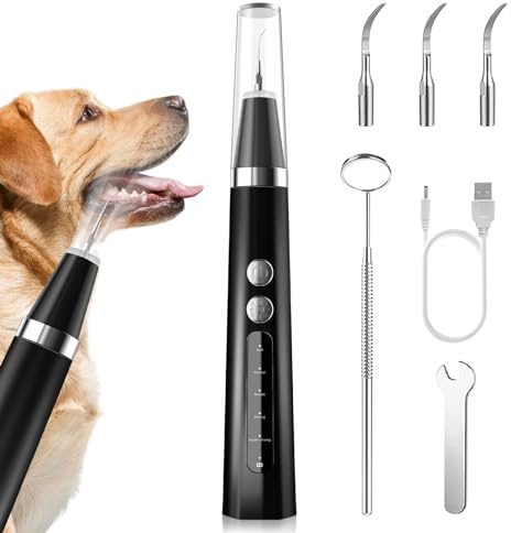 Love begans Zahnsteinentferner Ultraschall Hund Katze Zahnreiniger Haustiere Hundezahnreinigungsset Zahnreinigung Reinigungsset Bekämpft Zahnstein Mundgeruch & Zahnfleischentzündungen Schwarz JY-C006