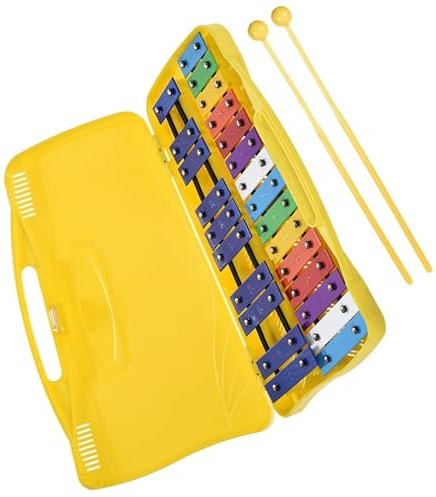 25-Noten-Glockenspiel, Xylophon, buntes Resonanzboden-Schlaginstrument mit gelbem Gehäuse Glockenspiel Schlaginstrument