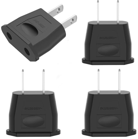 Paquete de 4 adaptadores de viaje, adaptador de UE a EE. UU. adaptador de enchufe enchufe de EE. UU. Alemania, enchufe de viaje de UE a EE. UU. enchufe de Alemania/Europa Convertidor de América/Canadá
