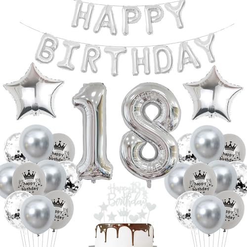 Deko 18. Geburtstag Junge Silber Luftballon 18 Jahre Silber Party Ballons 18 Geburtstag Dekoration 18 Geburtstags ballon Mädchen Luftballon 18 Jahre Party Deko