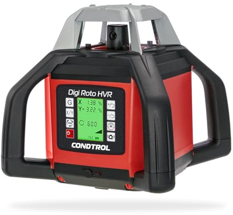 CONDTROL - Laser Rotatif Rouge DIGI ROTO HVR - Portée avec Cellule 600 m - Faisceau Rouge et Point d'Aplomb Bas - Livré avec Accessoires - Garantie 2+1 ans