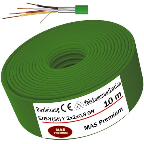 MAS Premium KNX Cavo 5 – 250 m EIB-Y (St) Y 2 x 2 x 0,8 GN, cavo per telecomunicazioni, bus di installazione, segnali autobus nella tecnologia dei sistemi di costruzione (10 m)