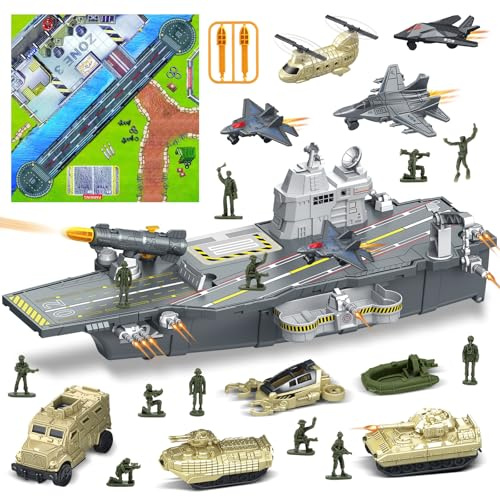 deAO Battaglia Navale Giocattolo Bambini, Sottomarino Barca Elicottero Giocattolo Battaglia Navale Mini simulazioni Militari Giocattoli di Auto Militare Regalo i Ragazzi