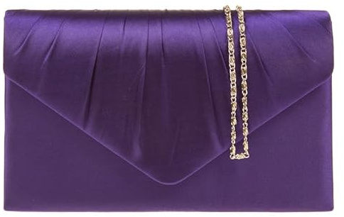 A2ZUKFASHION Pochette da donna in raso plissettato, per matrimoni, serate, feste, balli studenteschi, Viola