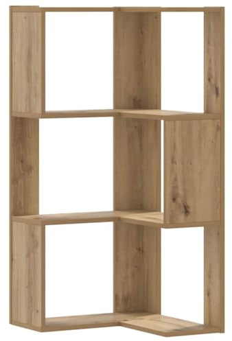 vidaXL Scaffale angolare, libreria a 3 ripiani, libreria per soggiorno, scaffale da ufficio, in legno di quercia artisana