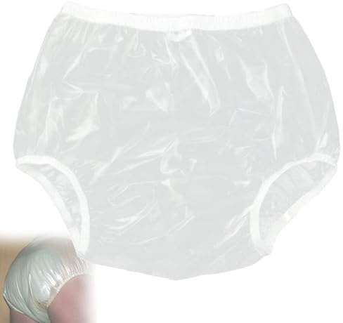 CSGTUO Kunststoff Hose für Inkontinenz Wasserdichter,Inkontinenzhose für Erwachsene,Auslaufsicherer Verschluss,Wiederverwendbar,XL,White