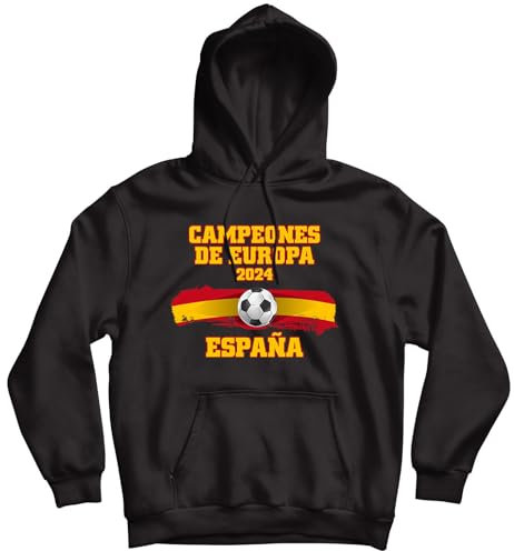 lepni.me Spanien Fußball Kapuzenpullover | Spanische Flagge Abzeichen Sweatshirt | WM 2022 Meister der Europameisterschaft 2024 Top Fans (M Schwarz Mehrfarben)