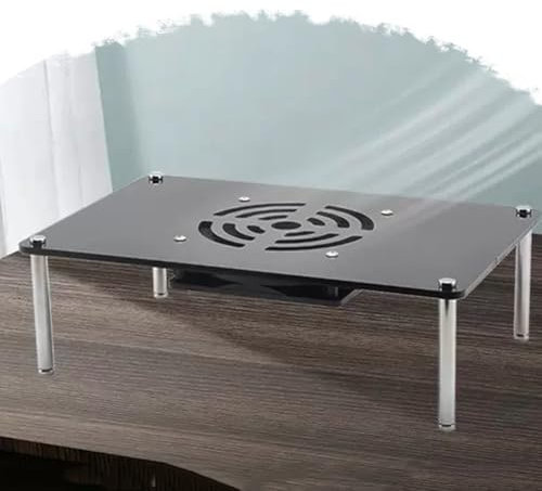 ZIUSFAC Mini Audio-Video-Komponenten Rack HiFi Regal AV-Medienständer 1-5 Etagen Kleines Desktop Audio Rack Schwarzer Acryl Audio Entertainment-Center Ständer(Black,1-Tier)
