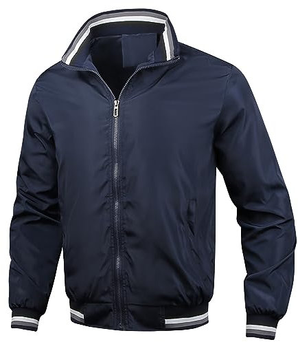 Jacke Herren Ultraleichte Bomberjacke Basic Übergangsjack Leichte Dünne Herren-Jacken Freizeit Softshelljacke Große Größen Sportjacke Casual Locker Jacket Angebote Marineblau 3XL