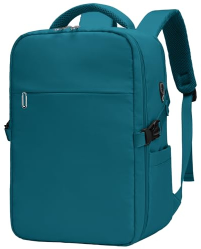 ZHXX Mochila Viaje Cabina Avion 40x30x20,Mochila Ryanair 40x30x20 | Mochila Cabina con Compartimento para Portátil 14 Pulgadas y Bolsillo Húmedo Independiente,Azul pavo real