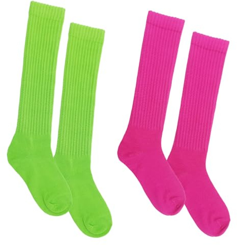 EUPSIIU 2 Pares Calcetines Largos Mujer, Calcetines para Botas Calcetines Altos de Muslo Medias para Mujer Niña, Calcetines Largos para Mujeres Algodón Hasta la Rodilla