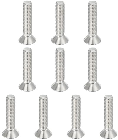 PATIKIL 3/8-16 x 1-3/4 Tornillos de Cabeza Plana Avellanada, Paquete de 10 Pernos Avellanados Planos Hexagonal de Acero Inoxidable 304 18-8 Rosca Completa Grado 6.8