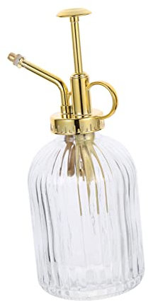 DECOMELODY Vintage Sprühflasche 350ml Transparent Gold Kopfsprüher Pflanzensprüher Garten Zimmerpflanzen Nachfüllbar Tragbar Auslaufsicher