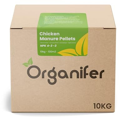 Pellet Di Letame Di Pollo Premium - Letame Di Pollo - Letame - Fertilizzante - Fertilizzante Da Giardino - Letame Organico - Pellet Di Letame Da Giardino - Npk 4-3-3 - Organifer (10 KG)