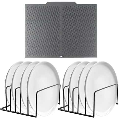 Culinavog 2 Pack Cutting Board Organizer, 5 Slot Countertop Bakeware Organizer, Chopping Board Holder for Chopping Boards, Baking Trays, Pan Lids, Cookware & Kitchen Countertop Organisation (Black)