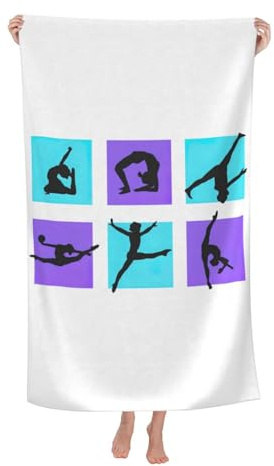 KLJnmbb Asciugamano da spiaggia per adulti con stampa di giochi di ginnastica, 81,3 x 132,1 cm, spesso, leggero, ad asciugatura rapida
