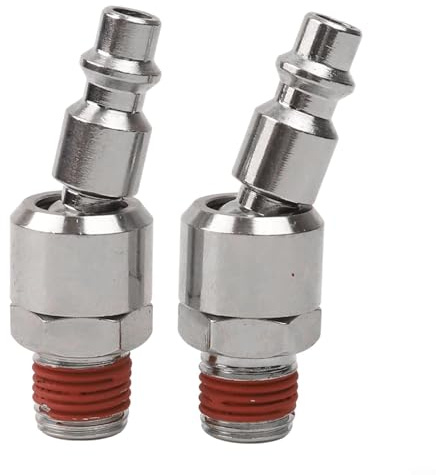1/4 NPT Pneumatische Schnellverbinder 2er Set mit für 360 Grad drehbares Kugelgelenk für Druckluftkompressor und Druckluftwerkzeuge im Garageneinsatz (A)