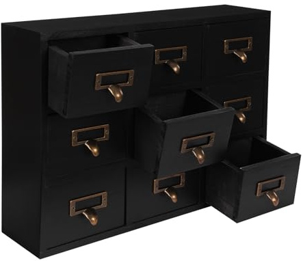 Treeisland Holz Schublade Organizer Desktop Mini Kommode mit 9 Schubladen, Holz Schubladenschrank für Desktop Organizer und Storage