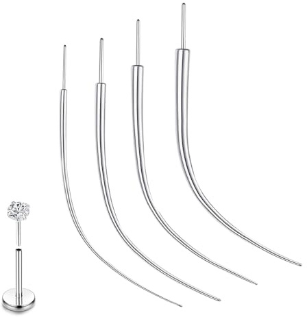 XFSRG Piercing Nadeln Set Silber Edelstahl Tapers Einführhilfe für Tragus Piercing Nase Ohr DIY