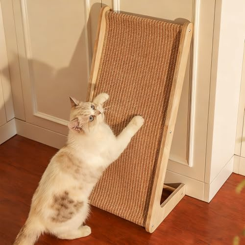 Spalivivre Rascador para Gatos en Forma de L de 72 cm de Altura para Gatos | Sisal Natural, ángulo de Inclinación de 75°,para Gatos, para Proteger Muebles y Sofás, para Jugar, Relajarse, Grande