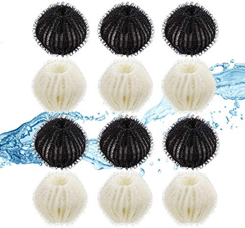 Pet Hair Remover Washing Machine, 12PCS Reusable Pet Hair Remover to Collect Hairs, Lint & Fuzz, Gentle & Convenient, Dog Hairs Removers Washing Machine, Easy Cleaning for Clothes Bedding, Black White
