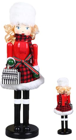 Générique Figurines De Casse-Noisette pour Noël | Casse-Noisette Femme de Noël en Bois | Figurines de Fêtes Décoration pour Cheminée Table Salon Entrée d'Hôtel et Hall