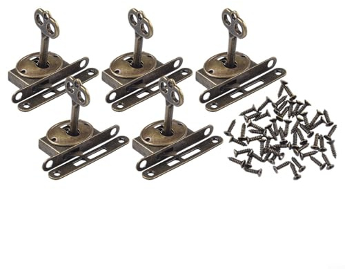 Gdfnmogo - Confezione da 5 serrature di sicurezza antiche per mobili, cassetti, armadietti, guardaroba, in ferro, con chiavi, per scatole di legno, portagioie, stile vintage (5 pezzi)