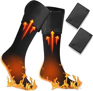 RUOVXWU Heated Socks,Electric Heated Socks for Women and Men,Washable Winter Long Knitted Thermal Socks Cold Weather Foot Warmers Suitable For Outdoor Skiing, Winter Camping, Hiking (Without Battery)