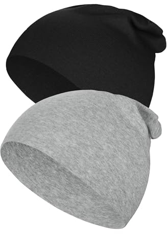 Kiiwah 2 Pezzi Berretto Bambino, Cappello Cotone Bambino Unisex Berretto per Ragazzi e Ragazze, Cappellino Bambina Invernale in Doppio Strato per Primavera, Autunno, Inverno